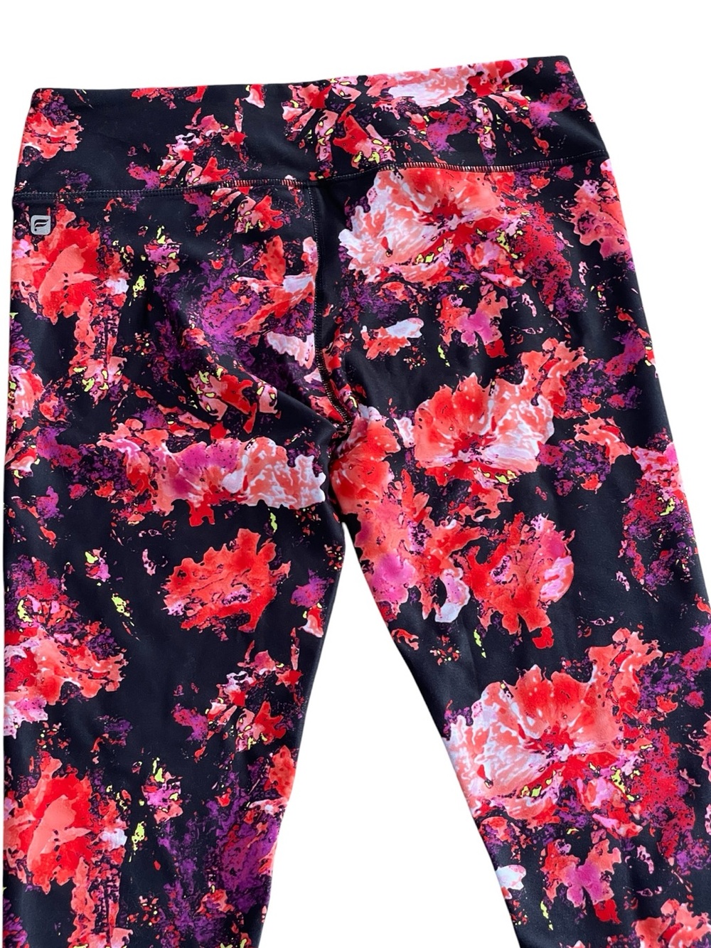 Fabletics Salar Floral Print Black Pink Leggings Sz M Yoga Pants Compression NWT - Picture 6 of 10
